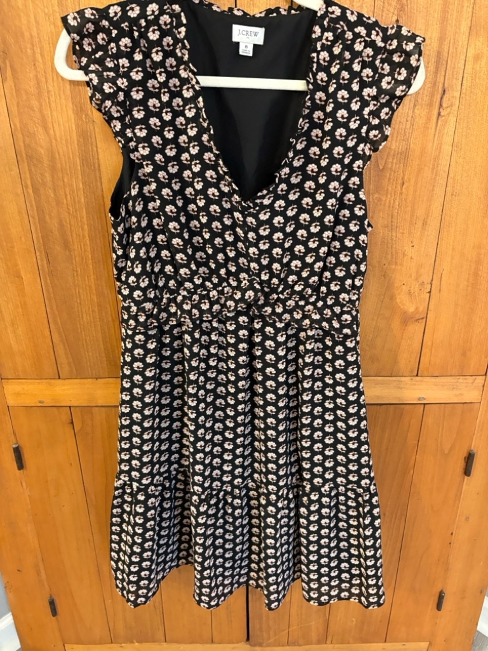 J. Crew Black Dress with Blush Floral Print